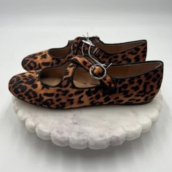 A New Day Tamsin Leopard Print Mary Jane Crisscross Buckle Flat 9 - Picture 2 of 8
